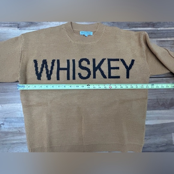 Ring Street Mustard Whiskey Bold Print Crew Neck Tight Knit Long Sleeve Sweater - Picture 8 of 9